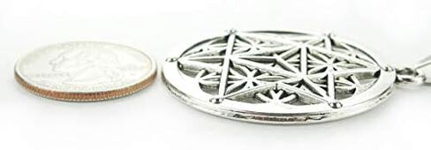 Merkabah on Flower of Life Necklace, Sacred Geometry Merkaba Pendant Merkavah on Stainless Snake Chain in Kuwait