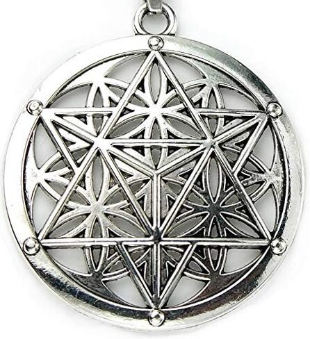 Merkabah on Flower of Life Necklace, Sacred Geometry Merkaba Pendant Merkavah on Stainless Snake Chain in Kuwait