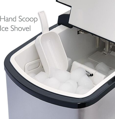 NutriChef Upgraded Digital Portable Ice Maker Machine - Heavy Duty Electric Stainless Steel Stain Resistant Countertop and Built in Freezer Over Sized Bucket w/ LED Light Easy Touch Button in Kuwait