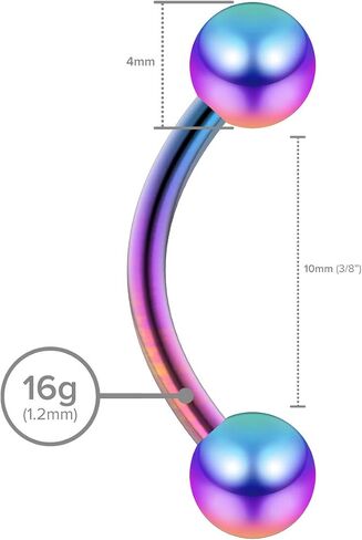 2pc 16g Curved Barbell Earrings 4mm Ball - Eyebrow Earring Cartilage Belly Bar Lip Ear Tragus Ring Stud Surgical Steel Body Piercing Jewelry (choose Color, Length) in Saudi Arabia