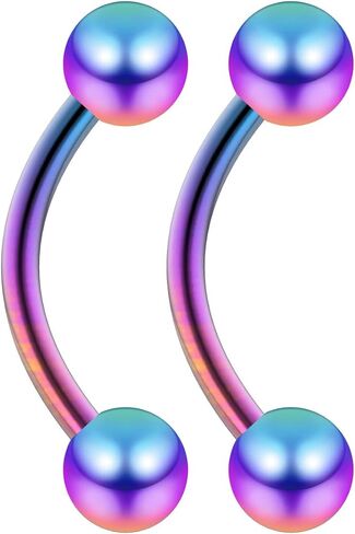 2pc 16g Curved Barbell Earrings 4mm Ball - Eyebrow Earring Cartilage Belly Bar Lip Ear Tragus Ring Stud Surgical Steel Body Piercing Jewelry (choose Color, Length) in Saudi Arabia