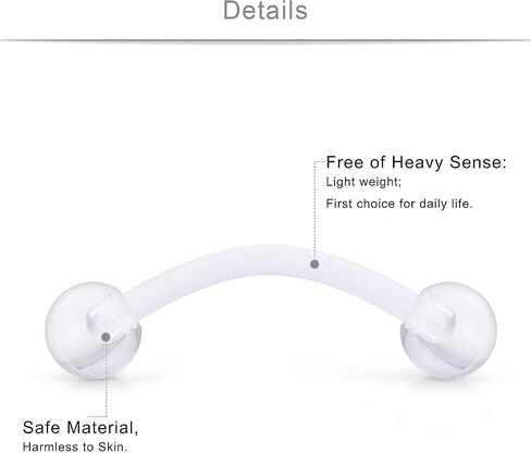 SCERRING 14G أكريليك شفاف Bioflex والفولاذ المقاوم للصدأ منحني الحديد كماشة ثعبان عيون حلقة سحب ثقب التجنيب 16-24 قطعة in Kuwait
