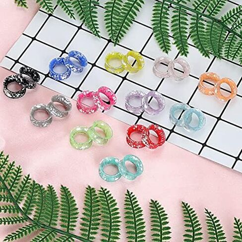 24 قطعة من Qmcandy ملمع سيليكون ملون متناثر مع بقع الأذن ومقاييس أنفاق اللحم ومقابس مزدوجة متوهجة ومجوهرات ثقب الأذن in Kuwait