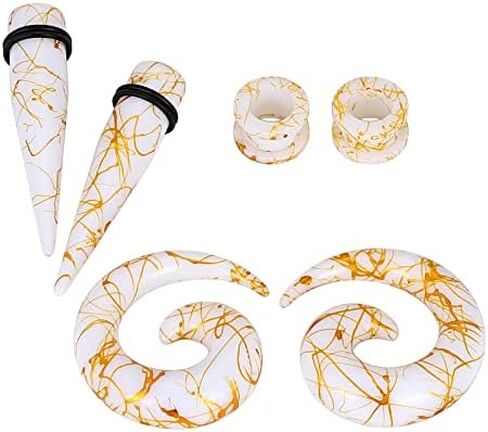 Qmcandy Acrylic Ear Stretching Kit Tapers Tunnels Spiral Expander Set 6pcs Ear Piercing Starter Gauges 8g-1/2 inch in Saudi Arabia