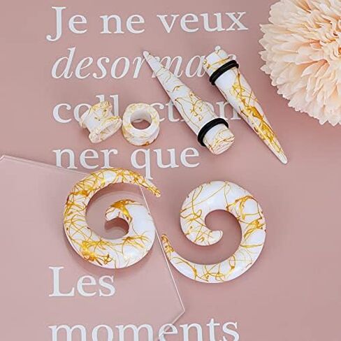 Qmcandy Acrylic Ear Stretching Kit Tapers Tunnels Spiral Expander Set 6pcs Ear Piercing Starter Gauges 8g-1/2 inch in Saudi Arabia