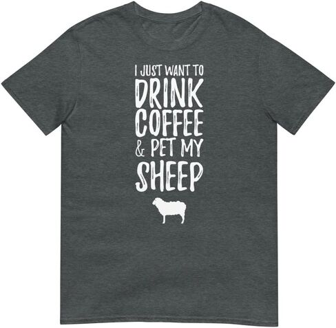 I Just Want to Drink Coffee and Pet My Sheep T-Shirt, Funny Sheep Shirt, Sheep Lover Gift, Lamb Shirt, Sheep Farmer Gift in Kuwait
