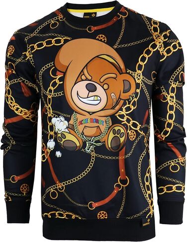 SCREENSHOT Mens Urban NYC Graffiti Hip Hop Fleece Pullover Active Fashion Crew Neck Sweatshirt Top in Kuwait