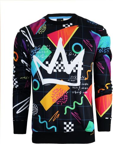 SCREENSHOT Mens Urban NYC Graffiti Hip Hop Fleece Pullover Active Fashion Crew Neck Sweatshirt Top in Saudi Arabia