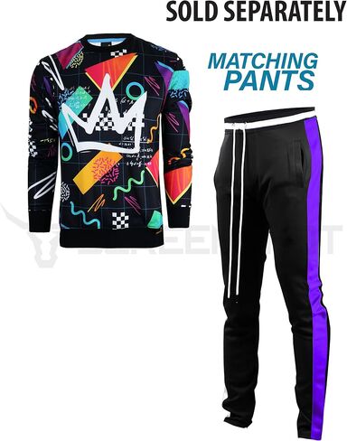 SCREENSHOT Mens Urban NYC Graffiti Hip Hop Fleece Pullover Active Fashion Crew Neck Sweatshirt Top in Saudi Arabia