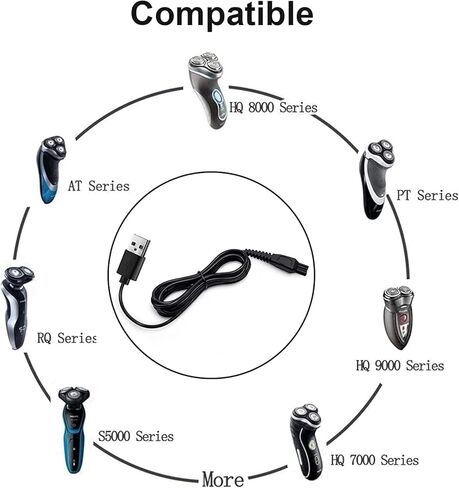 شاحن ماكينة حلاقة كهربائية لسلسلة Philips-Norelco HQ8505 7000 5000 3000 وماكينة حلاقة Oneblade QP2520، شاحن هاتكر، سلك طاقة 5521، استبدال 5 فولت لجميع أنواع ماكينات قص الشعر الكهربائية، سلك شاحن in Kuwait