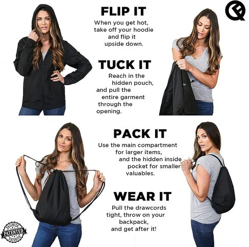 Quikflip 2-in-1 Reversible Backpack Jacket (As Seen on Shark Tank) Unisex Dryflip Windbreaker in Saudi Arabia