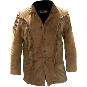 Native American Jacket Genuine Suede Leather Jacket with Fringe Cowboy Western Stylish Coat in Saudi Arabia