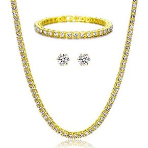 HH Bling Empire سلاسل تنس فضية أو ذهبية مثلجة من الألماس للرجال، قلادات تنس من حجر الراين للنساء، قلادات سلسلة ألماس 18-30 بوصة in Kuwait