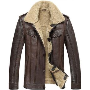 Leather Jacket Men Shearling Coat Mens Sheepskin Fur Coat Pilot Outerwear in Saudi Arabia