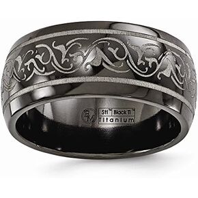 Solid Titanium Men's Domed Laser Patterned 10mm Men's Plain Classic Wedding Band Ring in Saudi Arabia