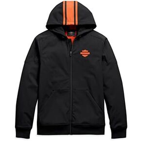 Harley-Davidson Men's Vertical Stripe Hooded Stretch Jacket, Black - 98408-20VM in Saudi Arabia