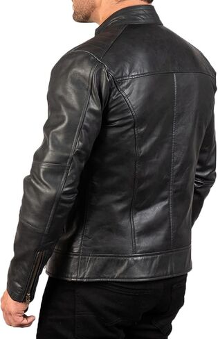 The Jacket Maker Dean Black and Brown Leather Jacket For Men - Cow Hide Brown Biker Jacket in Kuwait