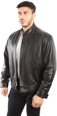 REED EST. 1950 Men's Coat Genuine Lambskin Leather Stand UP Collar S5Z Bomber Jacket in Kuwait