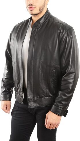 REED EST. 1950 Men's Coat Genuine Lambskin Leather Stand UP Collar S5Z Bomber Jacket in Kuwait