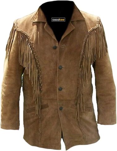 Native American Jacket Genuine Suede Leather Jacket with Fringe Cowboy Western Stylish Coat in Saudi Arabia