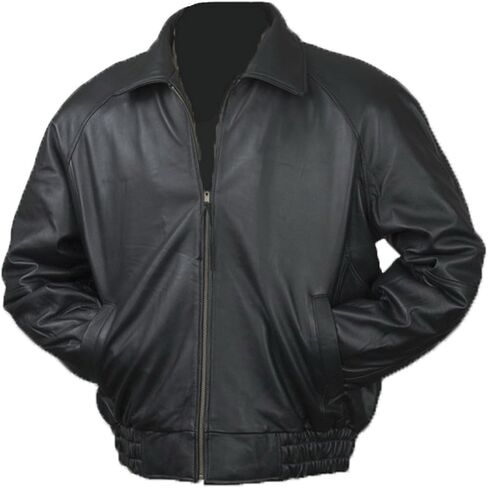 Burk's Bay Men's Lamb Leather Classic Bomber Jacket in Saudi Arabia