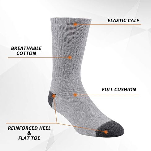 Heatuff 12 Pairs Men's Cotton Performance Athletic Crew Extra Heavy Cushion Socks in Saudi Arabia