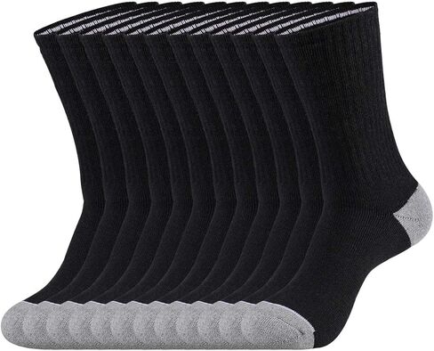 Heatuff 12 Pairs Men's Cotton Performance Athletic Crew Extra Heavy Cushion Socks in Saudi Arabia