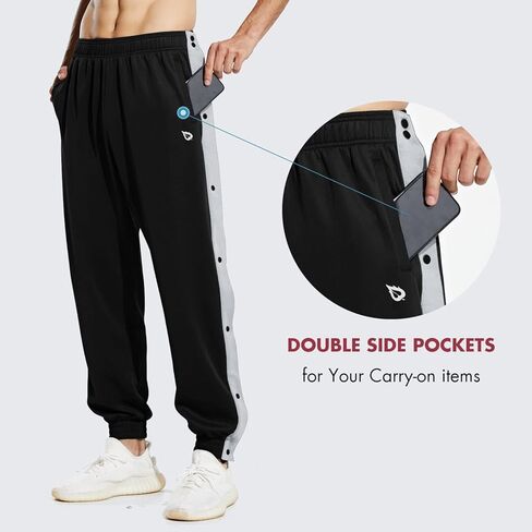 BALEAF Men's Tear Away Basketball Pants Loose Fit Active Sweatpants Casual Workout Track Pants in Kuwait
