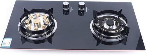 Natural Gas Cooktop Tempered Glass Double Burners Stove with Anti-tempering Protection, Left 4.2kw Right 5.2kw, Strong Flame in Saudi Arabia