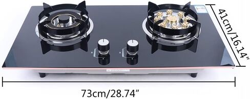 Natural Gas Cooktop Tempered Glass Double Burners Stove with Anti-tempering Protection, Left 4.2kw Right 5.2kw, Strong Flame in Saudi Arabia