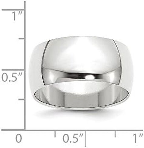 Solid 10k White Gold 10mm Men's Plain Classic Dome Wedding Band Ring in Saudi Arabia