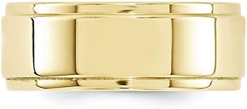 Solid 10k Yellow Gold 8mm Men's Flat with Step Edge Plain Classic Wedding Band Ring in Saudi Arabia