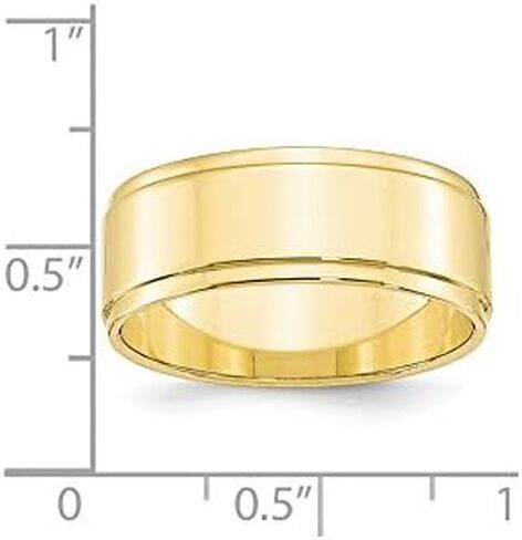 Solid 10k Yellow Gold 8mm Men's Flat with Step Edge Plain Classic Wedding Band Ring in Saudi Arabia