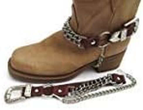 Biker Boots Boot Chains Brown Topgrain Cowhide Leather with 2 Steel Chains in Kuwait