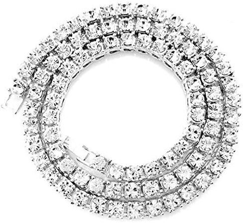 HH BLING EMPIRE Gold Silver Iced Out Diamond Tennis Chain Necklace for Men Women, Rhinestone Tennis Necklaces for Women and Teens, Tennis and Cuban Link Chains 18-30 Inches in Saudi Arabia