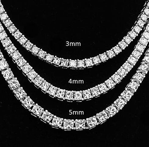 HH BLING EMPIRE Gold Silver Iced Out Diamond Tennis Chain Necklace for Men Women, Rhinestone Tennis Necklaces for Women and Teens, Tennis and Cuban Link Chains 18-30 Inches in Saudi Arabia
