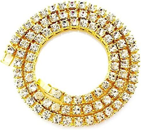 HH BLING EMPIRE Gold Silver Iced Out Diamond Tennis Chain Necklace for Men Women, Rhinestone Tennis Necklaces for Women and Teens, Tennis and Cuban Link Chains 18-30 Inches in Saudi Arabia
