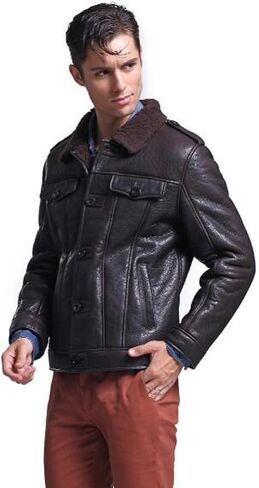 Leather Jacket Men Shearling Coat Mens Sheepskin Fur Coat Pilot Outerwear in Saudi Arabia