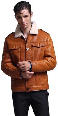 Leather Jacket Men Shearling Coat Mens Sheepskin Fur Coat Pilot Outerwear in Saudi Arabia