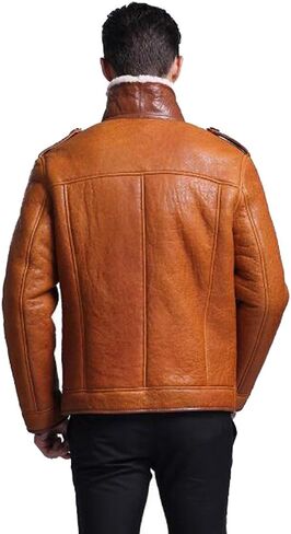 Leather Jacket Men Shearling Coat Mens Sheepskin Fur Coat Pilot Outerwear in Saudi Arabia
