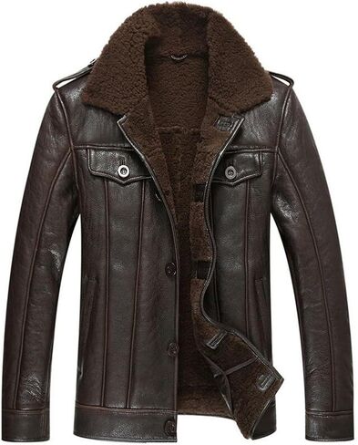 Leather Jacket Men Shearling Coat Mens Sheepskin Fur Coat Pilot Outerwear in Saudi Arabia
