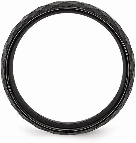 Solid Ceramic Black Faceted 7.5mm Plain Classic Wedding Band Ring Comfort-Fit in Saudi Arabia