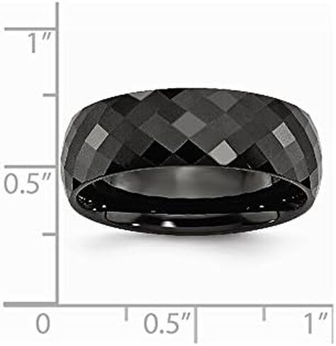 Solid Ceramic Black Faceted 7.5mm Plain Classic Wedding Band Ring Comfort-Fit in Saudi Arabia