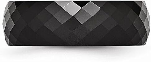 Solid Ceramic Black Faceted 7.5mm Plain Classic Wedding Band Ring Comfort-Fit in Saudi Arabia