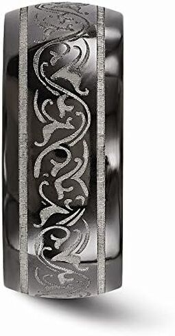 Solid Titanium Men's Domed Laser Patterned 10mm Men's Plain Classic Wedding Band Ring in Saudi Arabia