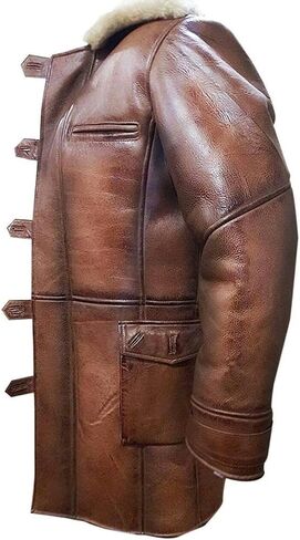 Bane Coat TDKR Tom Hardy Winter Shearling Brown Super Hero Leather Coat Jacket in Saudi Arabia
