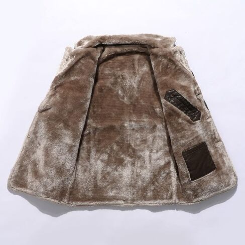 Men's Faux Leather Jackets Winter Fleece Sherpa Lined Trench Coats Long Heavyweight Motorcycle Jackets Vintage Coats in Kuwait