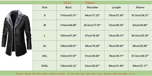 Men's Faux Leather Jackets Winter Fleece Sherpa Lined Trench Coats Long Heavyweight Motorcycle Jackets Vintage Coats in Kuwait