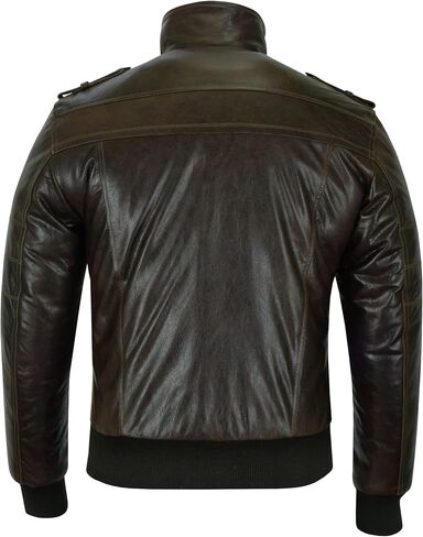سترة Sven Bomber للرجال من Vance Leathers مصنوعة من جلد البقر الفاخر باللون الأسود المشمع مع غطاء رأس قابل للإزالة in Kuwait