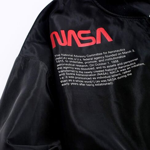 ZAFUL Unisex NASA Logo Letter Graphic American Flag Jacket Coat Zip up Long Sleeves Coat Streetwear with Pocket in Saudi Arabia